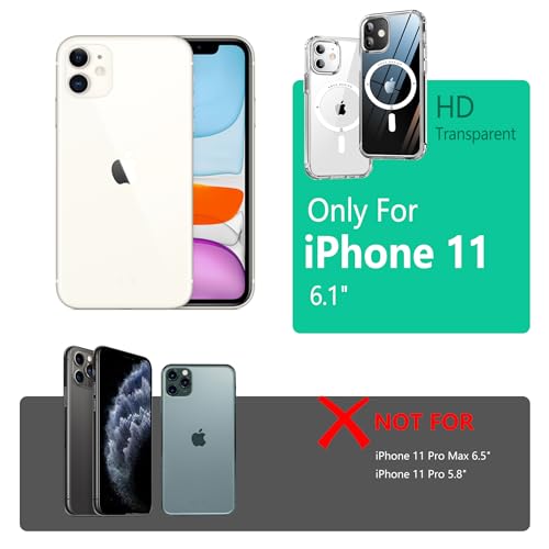 Image of ONES Magnetic Case for iPhone 11 | Compatible with Magsafe, Slim Clear Shockproof Cover, [PC + TPU Hybrid] Anti-Yellowing & Anti-Fingerprint iPhone 11 Transparent Case