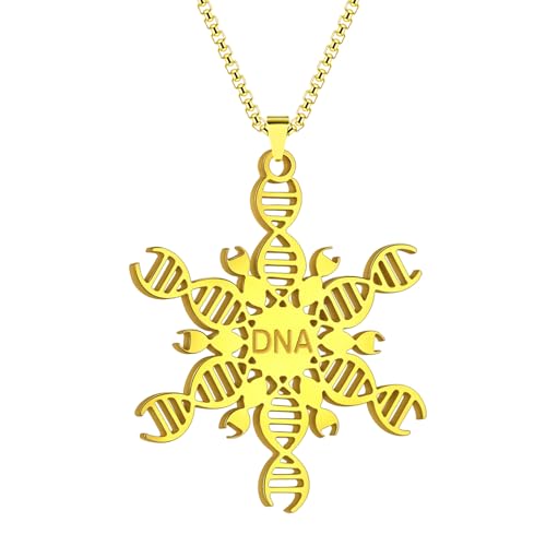 XIPIEIO Collar de Cadena para Hombre y Mujer Collar Colgante de Adorno de Copo de Nieve Hebras de ADN inteligentemente alineadas en Copo de Nieve para Hombres y Mujeres