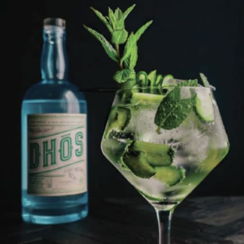 Dhos Handcrafted Non-Alcoholic Gin w 5 Pack Fever Tree Elderflower Tonic Water - Keto-Friendly, Zero Sugar, Zero Calories, Zero Proof - 750 ML - Perfect for Mocktails - Made in USA