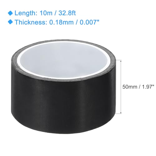 Image of MECCANIXITY High Temperature Tape 50mm PTFE Coated Fabric Tape Heat Resistant Tape for Vacuum Sealers Adhesive Tape 10m /33ft Black 0.18mm Thickness