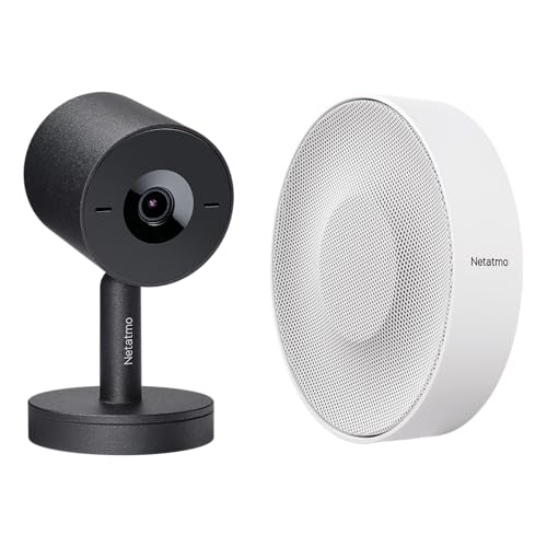 Netatmo Pack Intelligente Caméra Intérieure Advance + Sirène Intérieure Intelligente - Reconnaisse Faciale Optimisée par IA, Audio Bidirectionnel, Angle...
