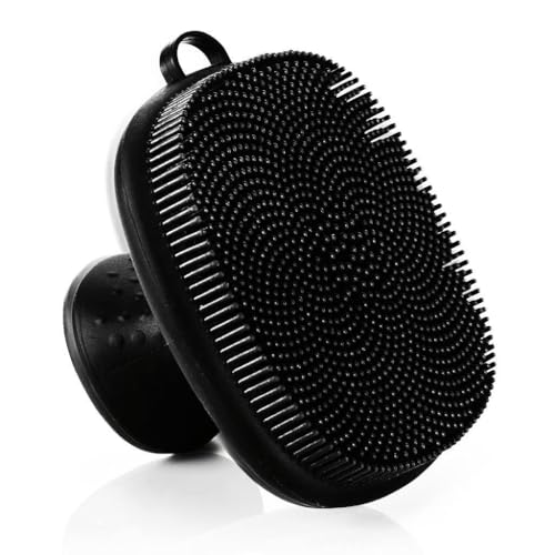 Image of Premium Silicone Face Scrubber Brush for Men & Women - Waterproof Facial Cleansing Brush with Soft Exfoliating Bristles, Deep Pore Cleaning, Reusable Skin Care Tool for Face & Body (Black)
