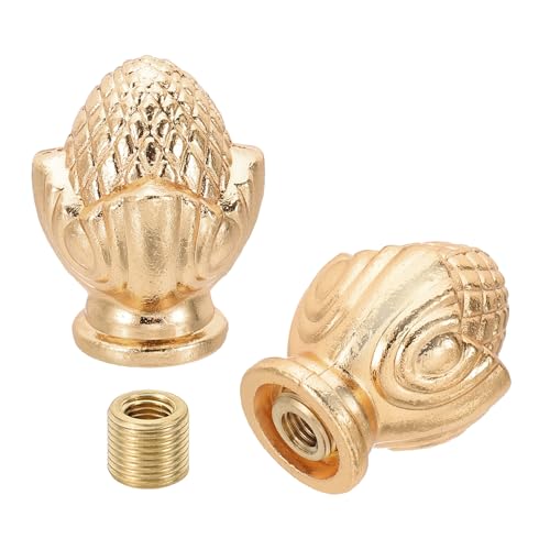 Image of PATIKIL 34 x 27mm Lamp Finials Caps Knob, 2 Set Solid Lamp Shade Top Decoration Screw Cap Nuts with Brass Reducing Adapter for Table Lamps Floor Lamps, Rose Gold Tone
