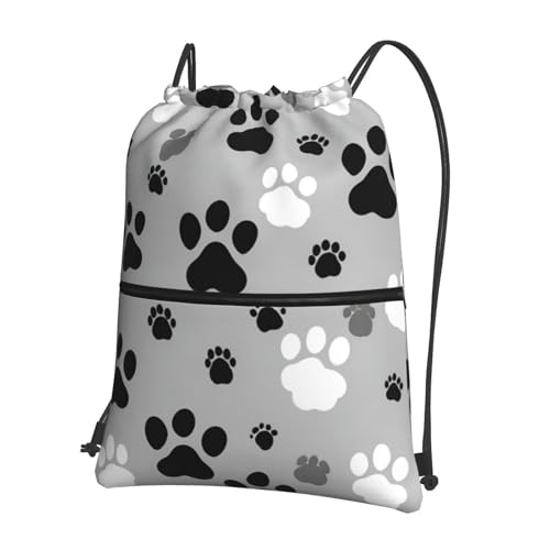 Paw Prints Drawstring Backpack Bulk Sackpack Cinch For Hiking Camping, Outdoor Adventure