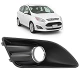 HECASA Right Fog Light Bezel Compatible with 2013-2018 Ford C-Max Replacement for DM5Z17B814A FO1039126 Front Bumper Fog Lamp Trim Cover Chrome Black+Silvery Right Passenger Side