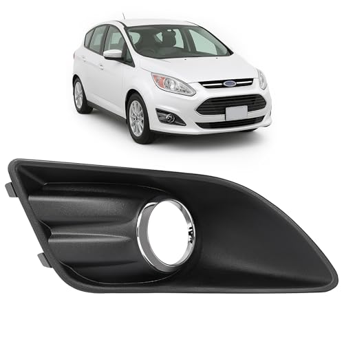 HECASA Right Fog Light Bezel Compatible with 2013-2018 Ford C-Max Replacement for DM5Z17B814A FO1039126 Front Bumper Fog Lamp Trim Cover Chrome Black+Silvery Right Passenger Side