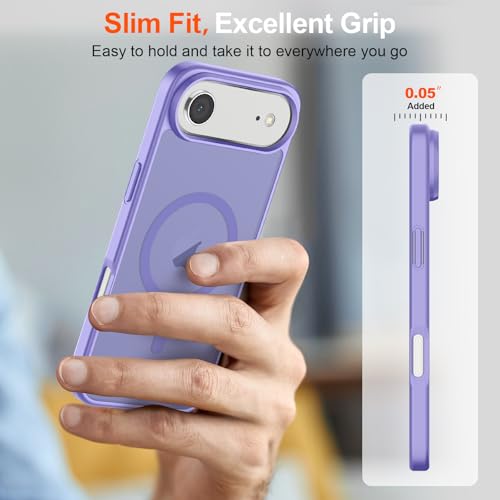 Image of SUPFINE Magnetic for iPhone Air Case (Compatible with MagSafe)(Military Grade Drop Protection) Slim Translucent Matte Shockproof with Anti-Fingerprint Phone Cover for 17 Air,Purple