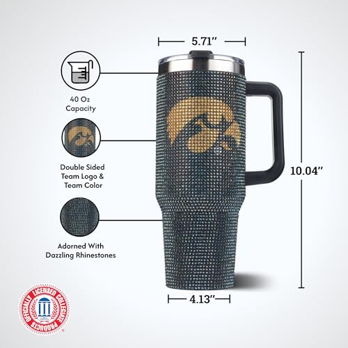 Image of The Memory Company Officially Licensed 40oz TC Bling Game Day Tumbler with Vintage Logo, University of Iowa