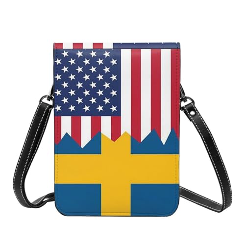 Swedish American Flag Girl'S Phone Purses With Crossbody Strap And Wallet Crossbody Bag For Women2