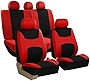 FH Group Car Seat Covers Full Set Red Cloth - Universal Fit, Automotive Seat Covers, Low Back Front Seat Covers, Airbag Compatible, Split Bench Rear Seat, Washable Car Seat Cover for SUV, Sedan, Van