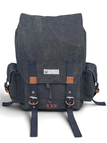Image of The House of Tara Canvas Backpack for Men and Women | Casual Cotton Bag With 100% Cotton Inner Lining, 4 External & 3 Internal Pockets | Backpacks Suitable for College, Travel & Hiking (Phantom Black)