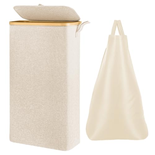 Laundry Basket 50L Foldable Washing Baskets with Sturdy Handles Storage for Clothes Bedding for Blankets Toys Clothes Shoes Plant Organizer Bin Living Room Home Decor (Beige, 65L)