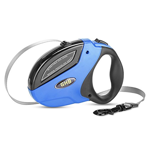 GHB Retractable Dog Leads, Dog Leads Retractable Extendable Dog Lead 5M for 50KG Dogs Blue