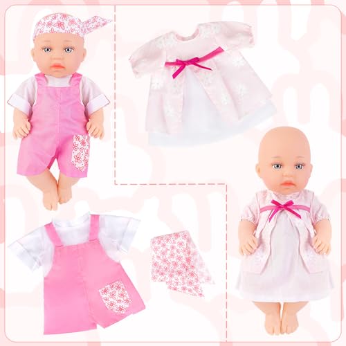 Miniatura 5 de Deao 6 Piezas Ropa Para Muñecos Bebé 14inch 36cm Con Velcro, Accesorios Bebe Juguete, Paquete De Ropa De Muñeca Vestidos, Trajes De Baño, Mamelucos