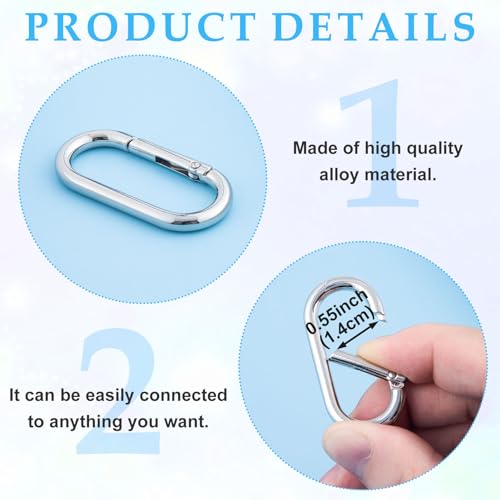 Image of Oval Spring Ring Clips, Metal Keyring Purse Clip