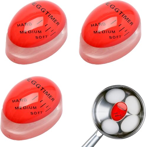 3 Stück Eieruhr Zum Mitkochen,Timer FüR Gekochte Eier,Farbwechsel-Eieruhr,Wiederverwendbare Zum Mitkochen, Zum Anzeige Hart,Medium,Weich
