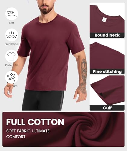 Image of Little Beauty 5 Pack Men's T-Shirts Crew Neck Short Sleeve Cotton Tee Casual Summer Tops