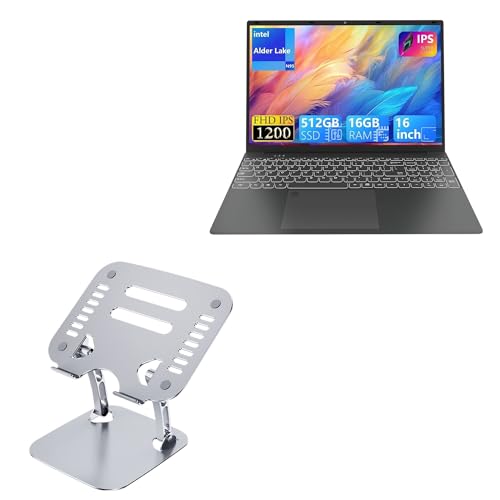 Soporte ergonómico metálico ajustable para laptop de 16 in