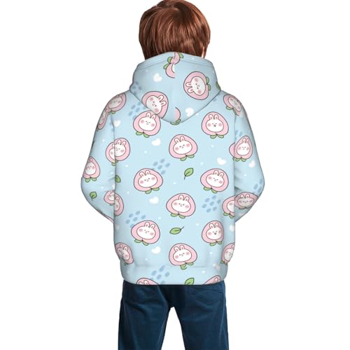 Rabbit Face with Peach Kid Hoodies Boys Sweatshirts Girls Pullover with Pocket4