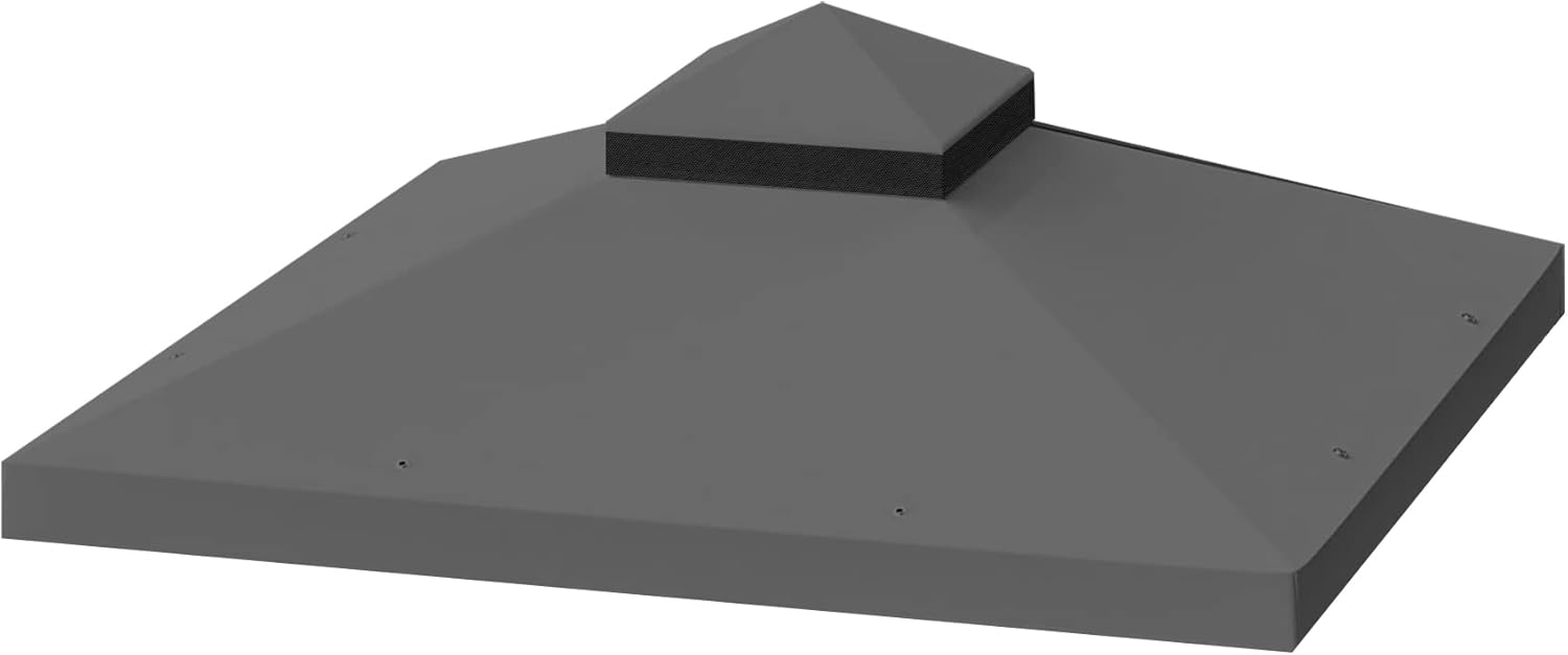 10x10 Ft Outdoor Patio Gazebo Replacement Canopy,Double Tiered Gazebo Tent Roof Top Cover Only(Frame Not Include)