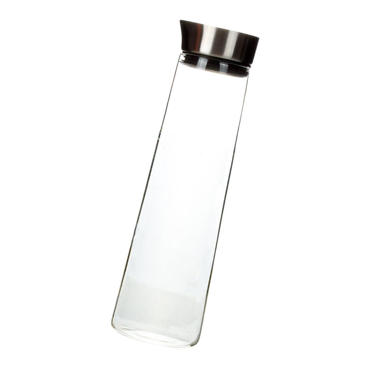 GLEAVI Jarra De Agua Fría Antidesbordamiento 1l De Vidrio De Borosilicato Tapa De Acero Inoxidable Para Uso Doméstico y Oficina Recipiente Transparente Para Jugos y Bebidas