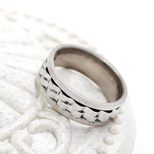 Image of 8mm Gear Fidget Ring High Polish Anxiety Ring Anti Spinning Cool Stress Relieveing Rings For Men Women Wedding Band Size 6-10