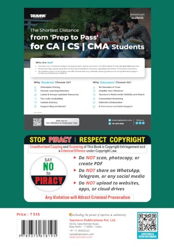 Image of Taxmann's CRACKER for Cost Accounting (Paper 8 | CA) - Exam-focused Question Bank of 700+ Solved Past-Exam Questions with Marks & Trend Analysis for CMA Intermediate | Dec. 2026 /June 2027 Exams