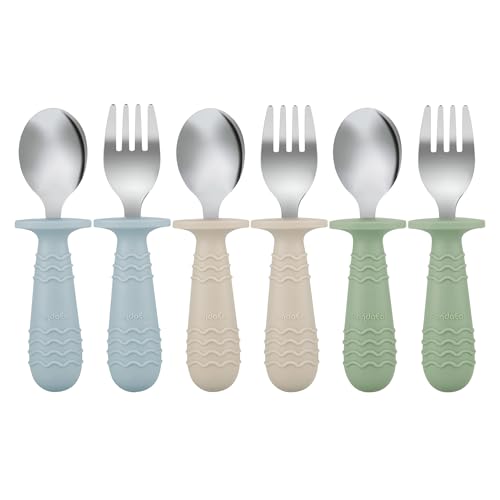 PandaEar 6 Stück Kinderbesteck| Silikongriff Edelstahl Kindergeschirr Set | Baby Besteck Esslernbesteck ab 1 jahr | Kinder Löffel und Gabel Set für...