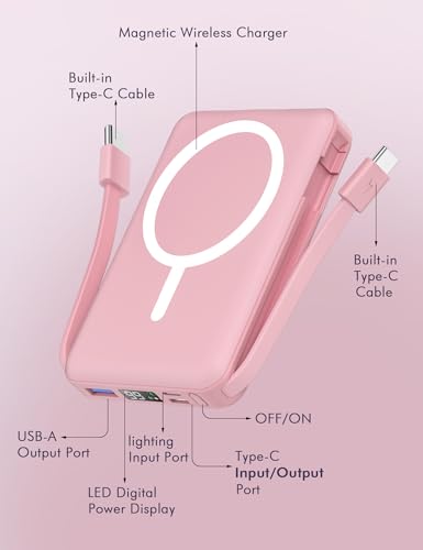 Podoru Powerbank für Magsafe,10000mAh Magnetisch Power Bank mit USB-C Kabel – Ansicht 3