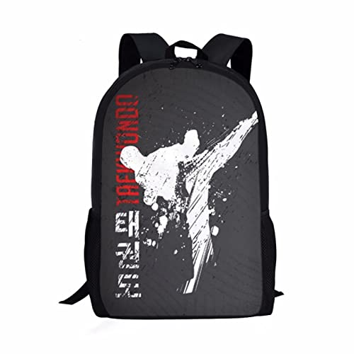 Cool Taekwondo Print Backpack for Elementary College Teenagers School Bag Travel Beach Daypack Boys Girls Shoulders School Backpack