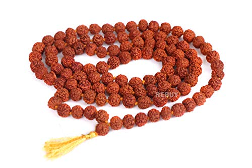 Image of 5 Mukhi Rudraksha Mala, Five Faced Rudraksha Natural Origional Sidhha Mala (108+1 Beads) (Bead Size - 6 mm) by REBUY