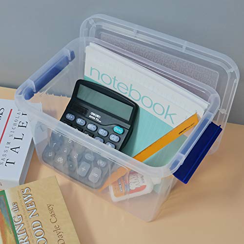 Eagrye 6 Quart Plastic Storage Latch Box, 6-Pack Clear Storage Bin Organizer With Handle #TOP5