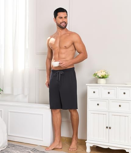 CF Men's Pajama Bottoms Bamboo Rayon Sleep Lounge Shorts Soft Pj Bottoms Lightweight Elastic Waist Pants with Pockets 2 Pack3