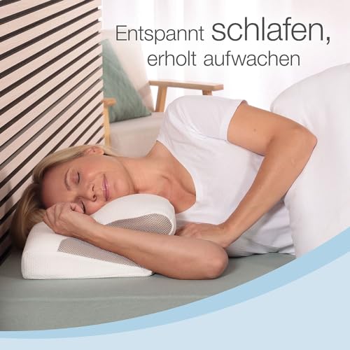 ELONEO Nackenstützkissen Visco: Nackenkissen inkl. Bezug, Seitenschläfer-Kopfkissen mit Memory...