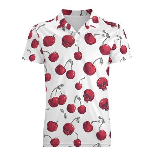 Boys' Classic Polo Shirts Short Sleeve Moisture-Wicking Golf & Tennis Shirts for Youth Teens Cherry Skull Head4