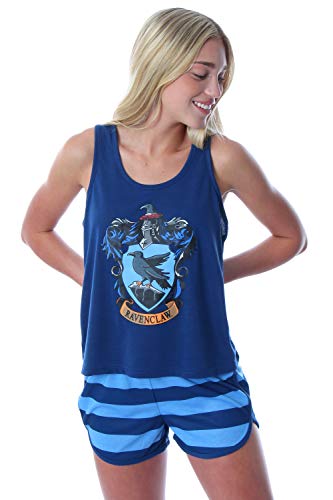 Harry Potter Womens Hogwarts House Racerback Tank Shorts Pajama (Ravenclaw M)