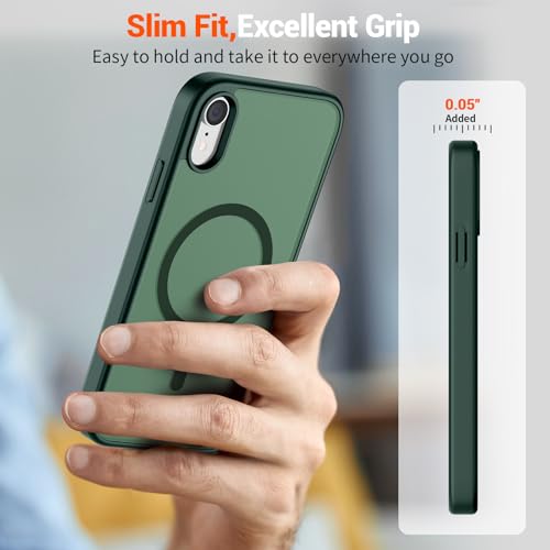 Image of SUPFINE Magnetic for iPhone XR Phone Case Forest Green | Translucent Matte, Compatible with MagSafe, Military Grade Drop Proof, Rugged Shockproof Protective