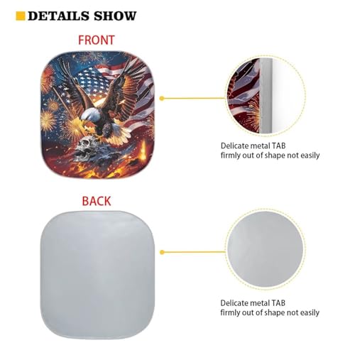 Image of 2 PCS Car Windshield Sun Shade Foldable Skull Eagle 250th Anniversary Automotive Front Window Sunshade Blocks UV Rays and Keeps Vehicle Cool Universal Fit Most Cars SUV Truck Van
