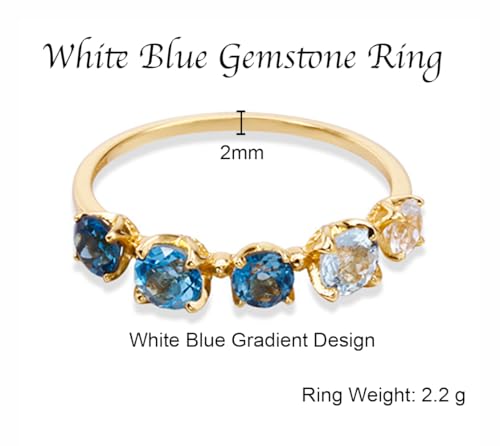 Cubic Zirconia Rings For Women Diamond Stackable Rings For Women Birthstone Ring Blue Gemstone Multicolor Stacking Rings Gold Band Ring Woman Wedding Anniversary Party Prom Gift for Mom2