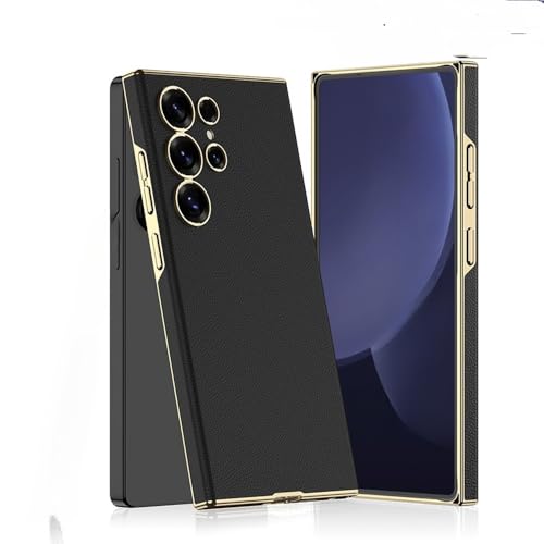Coque en cuir galvanisé pour Samsung S24 Ultra étui rigide chic noir