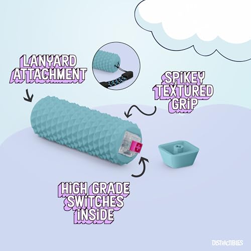 Image of Distractibles Spike Roller Clicker, Tactile Pain Stim Fidget with Clicker Switch, Pain Stimulation Roller with Lanyard (Blue)