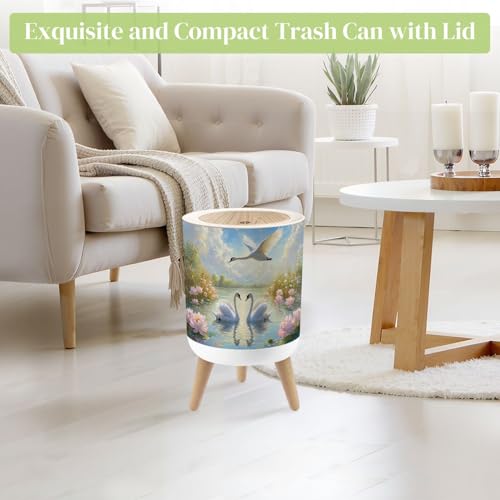Pequeña caneca de basura redonda con tapa y patas 7L miniatura 2