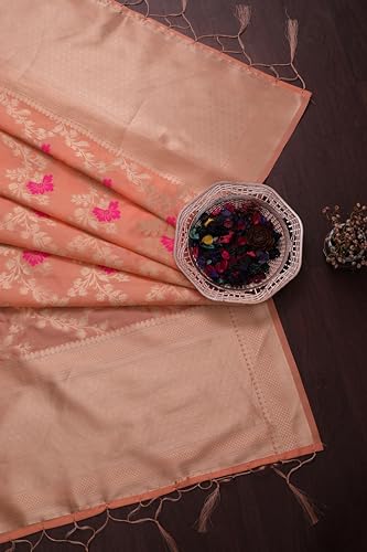 Image of DEVANGI Women's Woven Jacquard Banarasi Silk Printed Dupatta /Chunni with Meena Work, Width 1 Meter, Length 2.5 Meter