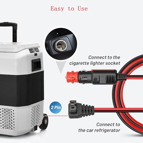 Image of 12V /24V DC Power Cord Cigarette Lighter Plug for Car Refrigerator Portable Car Refrigerator Fridge (10FT)