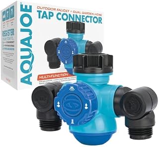 Aqua Joe Torneira multifuncional SJI-MFGA2 para exterior e conector duplo para mangueira de jardim
