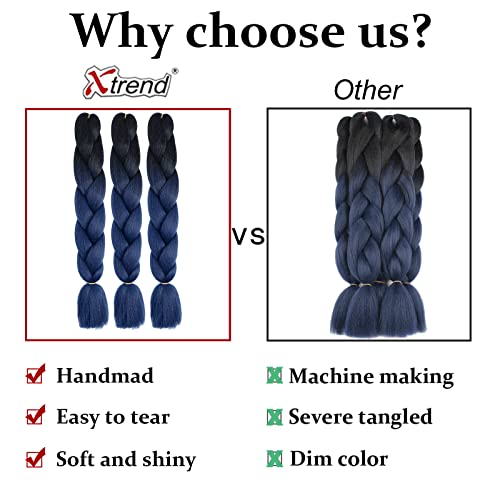Xtrend 3Packs 3 Tone Jumbo Braiding Hair 24 Inch Synthetic Afro Braiding Hair Extensions for Box Braids and Twist Crochet Braid Hair (3Packs - Image 3