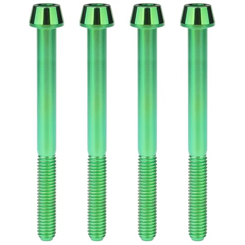 Image of Titanium Ti Bolt M5x9 16 18 20 25 30 35 40 45 50 55 60mm Tapered Head Screws Pack of 4 (M5x60mm, Green)