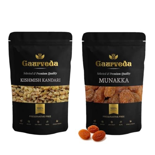 Image of GAURVEDA Kishmish Kandhari & Munakka Combo Pack | Dry Fruits | Healthy Snack | Natural Sweetener | Energy Booster Raisins | 50 Grams