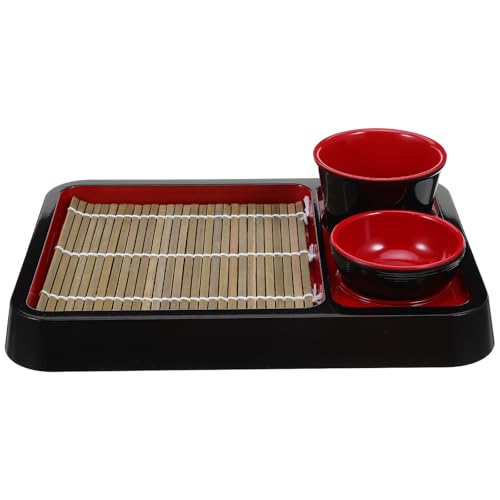 Plato rectangular de plástico estilo japonés para fideos miniatura 1