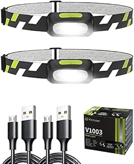 Victoper Running Head Torch Rechargeable Head Light - Ultra Bright Lightweight Headlamp with Adjustable 5 Modes, IPX5 Waterproof Running Fishing Camping Hiking 650 Lumen Kids Adults 2 Pack